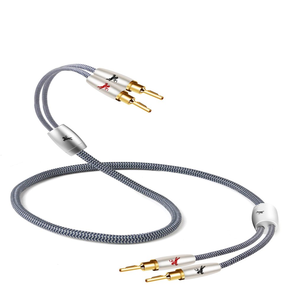 Impeto HiFi Speaker Cables with Banana Plugs for Audiophile, Cotton Net Braided High-end Speaker Wire, Including Gold Plated Banana Plugs & Spade Connectors (6.56ft/2m/1pcs)