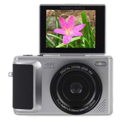4K Digital Camera for Photography, 64MP Camera with 180 Flip Screen, Multiple Beauty Filters, 16x Zoom, Anti Shake Auto Focus Mirrorless Camera for Selfie Photo Video (Silver)
