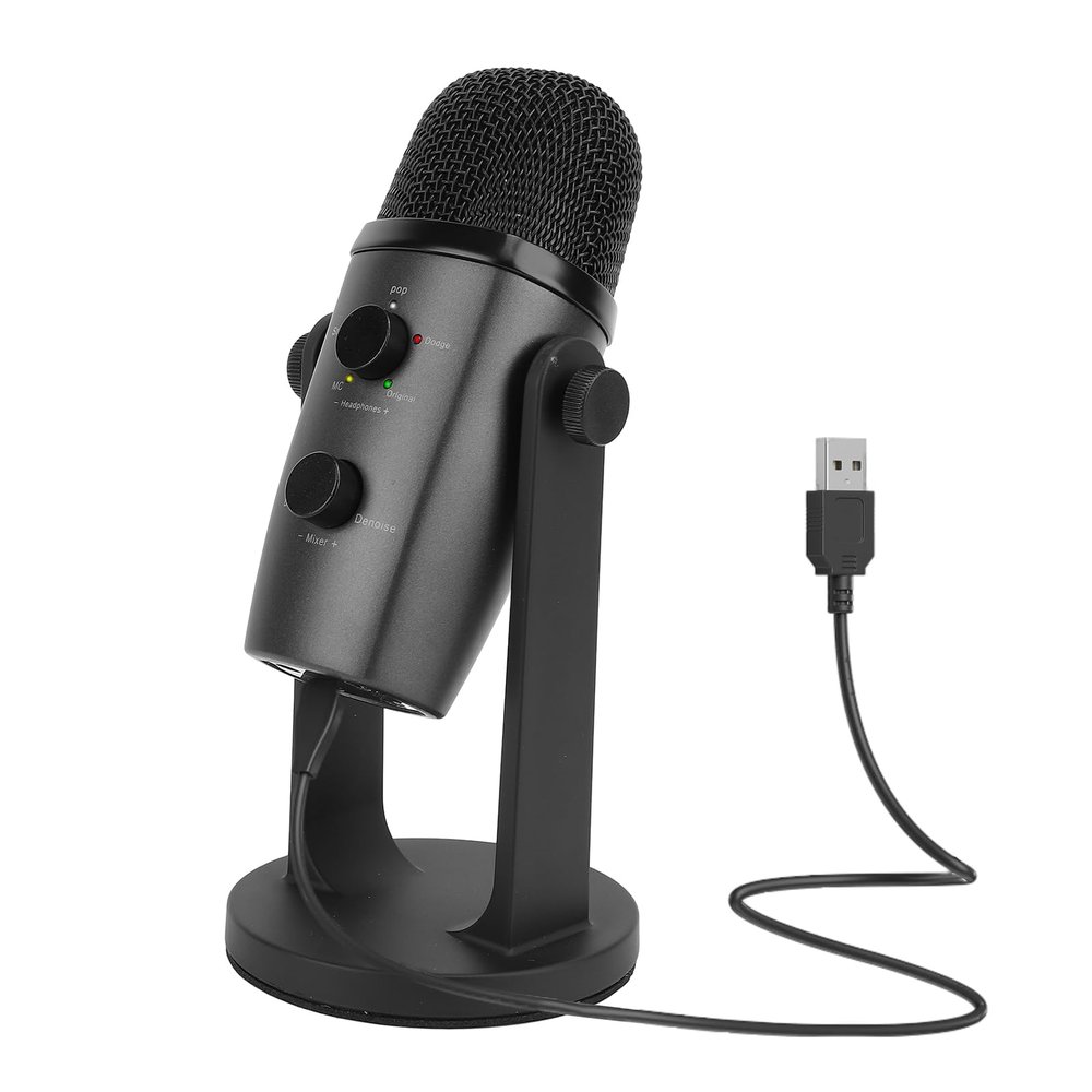 LICAEVEY USB Condenser Gaming Microphone, 192KHz Dynamic USB PC Mic, Adjustment Volume HiFi Podcast Mic with Shock Mount and Rotating Gain Knob, for Streaming Podcasting