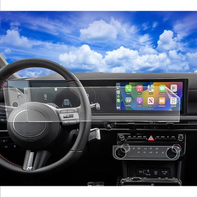 6pcs Matte 2025 2026 Tucson Santa Cruz Screen Protector&AC Climate Film for 2025 Tucson N Line Limited SEL Convenience 2025 Santa Cruz XRT Limited Dual 12.3Inch Plastic Screen Protector Anti-Glare
