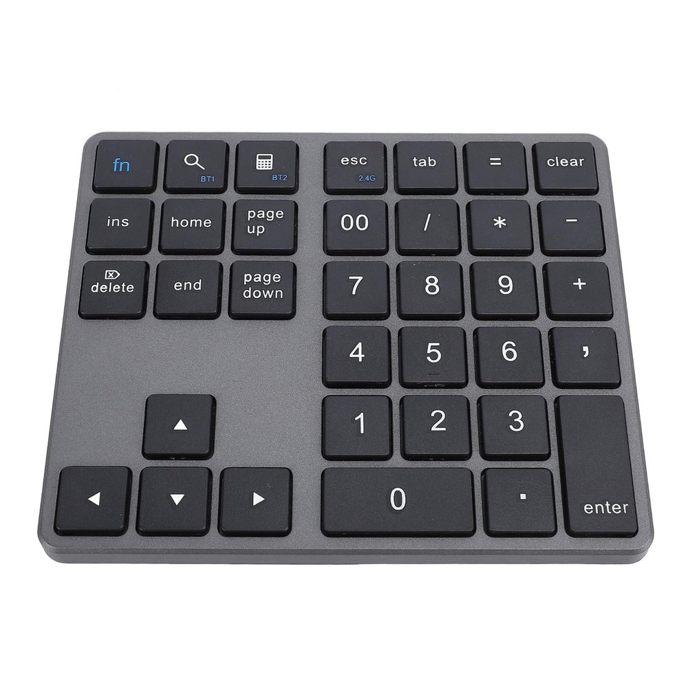 35 Keys Number Keyboard Pad, External Mini Slim Keyboard with Receiver BT5.0 BT3.0 Number Keypad External Number Keypad for OS X Laptop Desktop Smartphone (Grey)
