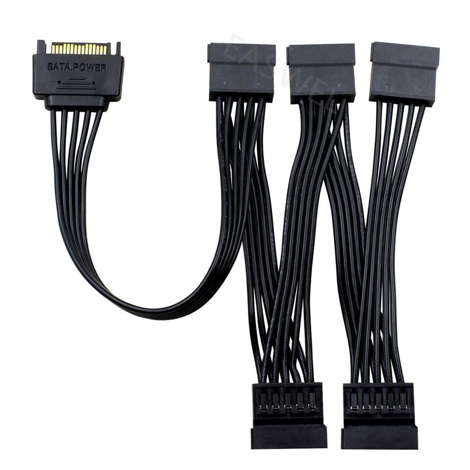 15pin SATA 1 Male To 5 Female Splitter Hard Drive HDD SSD Power Adapter Cable