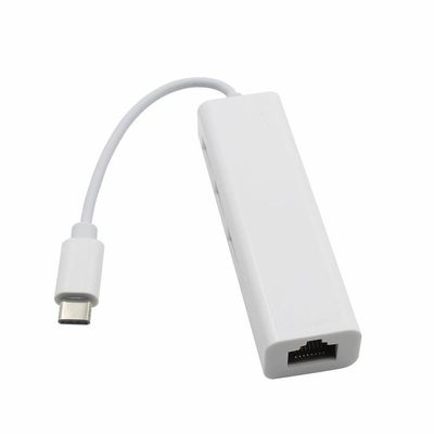 3-Port Type-C to RJ45 Gigabit Network Card Adapter Hub USB Fit for Windows XP 7 8