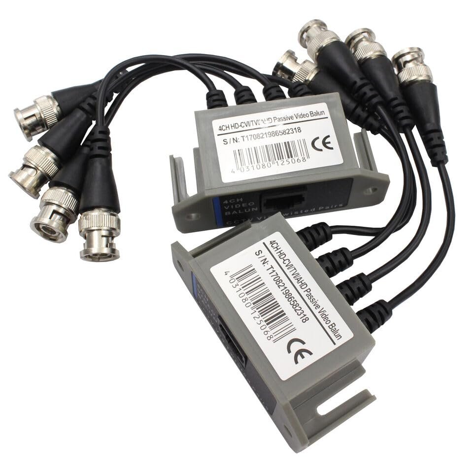 2x 4 CH Passive CCTV Camera UTP BNC Video Balun Transceiver Rj45 CAT5 Cable