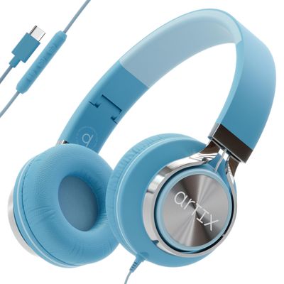 ARTIX CL750 USB C Wired Headphones with Mic & Volume Control Noise Isolating for iPhone 15-17, Samsung Computer Earphones Wired, On-Ear with Wire, Plug in and Play