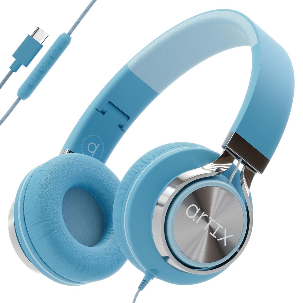 ARTIX CL750 USB C Wired Headphones with Mic & Volume Control Noise Isolating for iPhone 15-17, Samsung Computer Earphones Wired, On-Ear with Wire, Plug in and Play