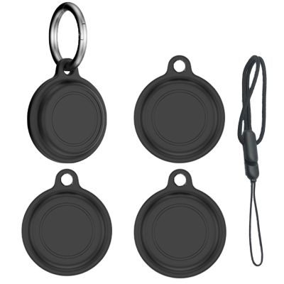 NOUKAJU [4pack] Case for Motorola Moto tag, Silicone Protective Cover(with Round Buckle + Lanyard) Drop-Proof,Scratch-Proof,Dust-Proof,Protective Case for Moto tag(Black)