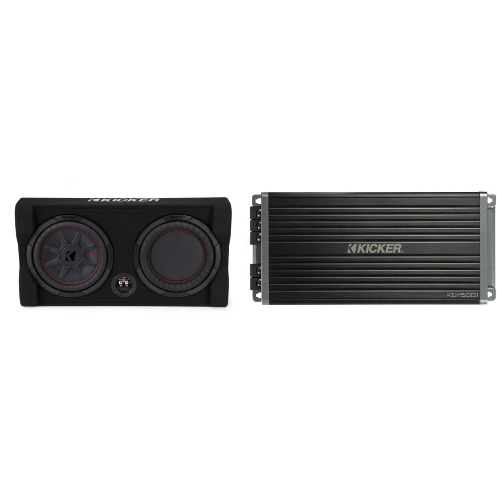 KICKER Comp RT 10 Inch 48TRTP102 Thin Down Firing Enclosure Package with 47KEY5001 Bundle