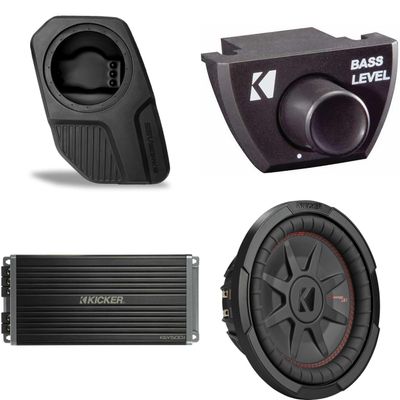 KICKER 48CWRT104 Subwoofer BR-DS10U Add-On & 47KEY5001, Bass Knob Bundle Compatible with 2021-2025 Ford Bronco 4-Door Rear Door