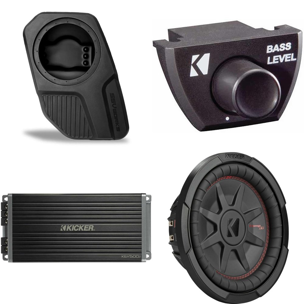 KICKER 48CWRT104 Subwoofer BR-DS10U Add-On & 47KEY5001, Bass Knob Bundle Compatible with 2021-2025 Ford Bronco 4-Door Rear Door