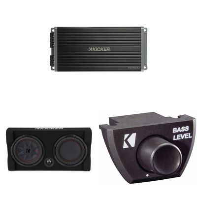Kicker Comp RT 10 Inch 48TRTP102 Thin Down Firing Enclosure Package with 47KEY5001, Bass Knob Bundle