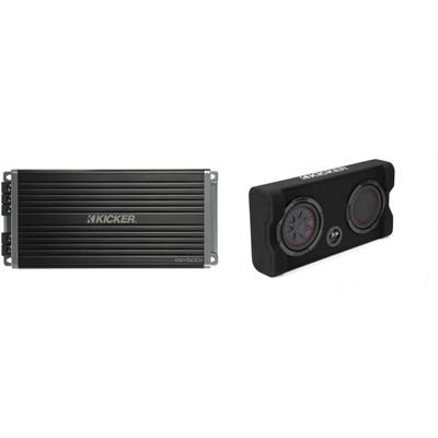 KICKER Comp RT 8 Inch 48TRTP82 Thin Down Firing Enclosure Package with 47KEY5001 Amplifier Bundle