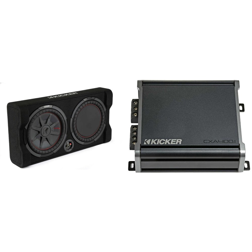 KICKER 48TRTP122 Comp RT 12" Subwoofer Enclosure Package + 46CXA4001 Amp Bundle