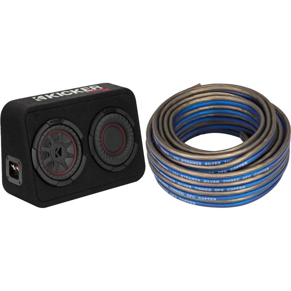 Kicker 48TCWRT672 CompRT 6.75" subwoofer in Thin Profile Enclosure w/Speaker Wire Bundle