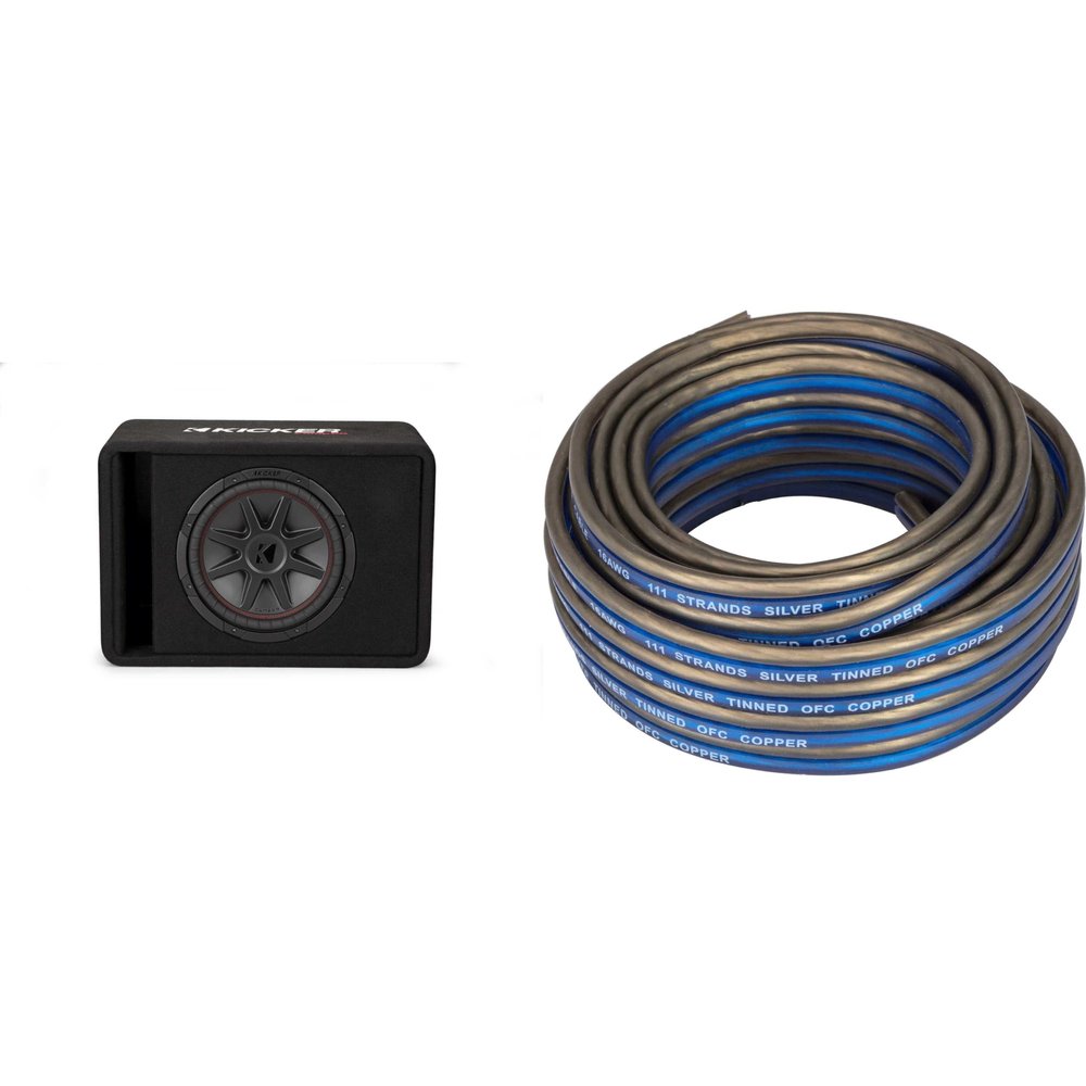 KICKER 48VCVR122 CompVR 12" Single subwoofer in Vented Box, 2-ohm w/Speaker Wire Bundle