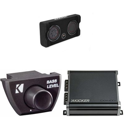 Kicker Comp RT 8 Inch 48TRTP82 Thin Down Firing Enclosure Package with 46CXA4001 Amplifier & Bass Knob Bundle