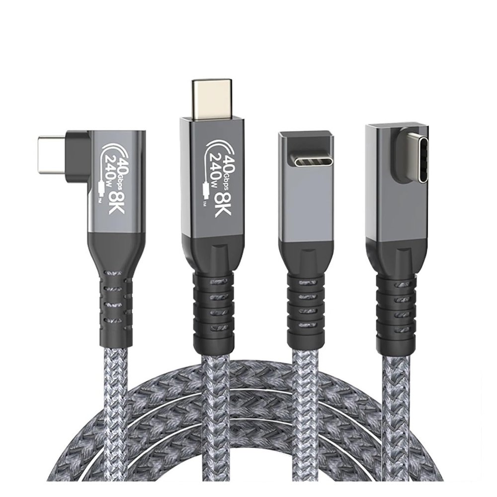 ACGTUY Thunderbolt USB 4 90 Degree Angle Cable 40Gbps USB4 Elbow Type C Thunderbolt3 4 Data Transfer Cable USB C PD240W Fast(2m,USB4 40G 8K L3)