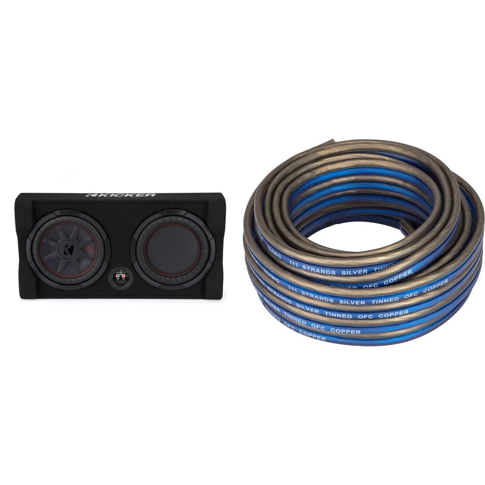 Kicker 48TRTP102 Comp RT 10" Subwoofer Enclosure Package w/Speaker Wire Bundle