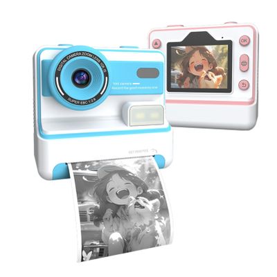 Kids Camera Instant Print, 2.4 Inch IPS Screen 1080P HD 48MP Photo Instant Camera for Kids, 16X Digital Zoom Kids Digital Camera Dual Lens, Toddler Camera, (Blue)