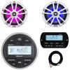 JBL PRV-175 Marine Gauge Hole Mount USB Bluetooth AM/FM Digital Stereo Receiver, Wired Remote & 20-foot Extension Cable Bundle Combo One Pair (QTY 2) Of 6.5" 225W Max Boat RGB LED White Speakers view 1