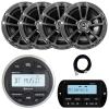JBL PRV-175 Marine Gauge Hole Mount USB Bluetooth AM/FM Digital Stereo Receiver, Wired Remote, 20-Foot Extension Cable, 4x 6.5" 225 Watt Peak Power 2-Way High-Performance Boat Chrome Speakers view 1