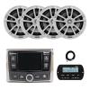 Infinity PRV-315.2 Marine Gauge Hole Mount USB Bluetooth AM/FM/WB Radio Receiver, Wired Remote, 20 ft Extension Cable, 4x 6.5" 225 Watt Max Power High-Performance 2-Way Boat Audio Speakers (White) view 1