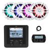 JBL JAM5000N Marine Gauge Hole Mount USB Bluetooth AM/FM/WeatherBand Radio Receiver with Wired Remote, Extension Cable, 4x 6.5" 300 Watt Peak 2-Way Multicolor LED Boat Audio Speakers (White) view 1