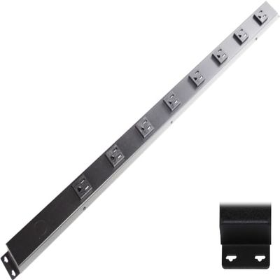 30 Hardwired Power Strip (NO Power Cord), 8 Vertical Tamper Resistant Outlets, with Ears (with mounting tabs on Both Ends), 15A (NOT a 20 Amp Unit), Black