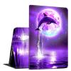 Case for All-New Amazon Fire HD 10 and 10 Plus Tablet (13th/11th Generation, 2023/2021 Release) 10.1" Slim PU Leather Adjustable Multi-Angle Smart Shell Cover with Auto Wake/Sleep, Purple Dolphin Moon view 1