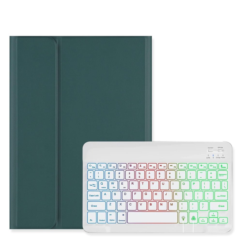 Backlit Keyboard Case for iPad 9th Gen/8th Gen/7th Gen 10.2 inch 2021/2020/2019, iPad Pro 10.5"/iPad Air 3rd Gen Case with Rainbow Backlight Detachable Keyboard Cute Candy Color ,DarkGreen+White
