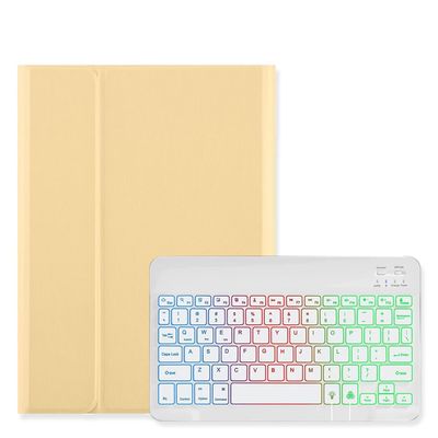 Disonbeir Backlit Keyboard Case for iPad 6th/5th Generation Air Air2 Pro 9.7 inch Case with 7-Color Rainbow Backlight Magnetic Detachable Keyboard Cute Candy Color,Yellow+White