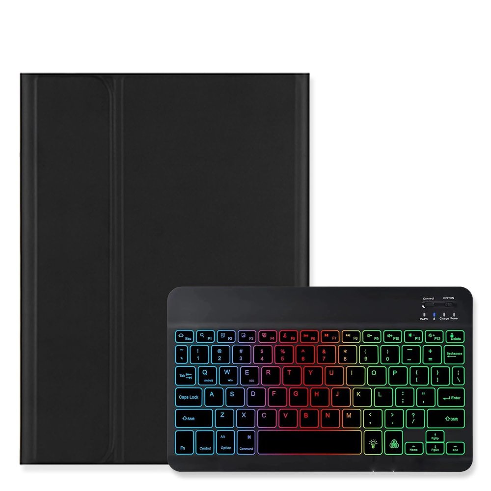 Disonbeir Backlit Keyboard Case for Galaxy Tab S10 Lite/ S10 FE/ S9 FE 10.9", Tab S9/S8/S7 11" Case with RGB Colorful Backlight Detachable Keyboard Cute Candy Color,Black+Black