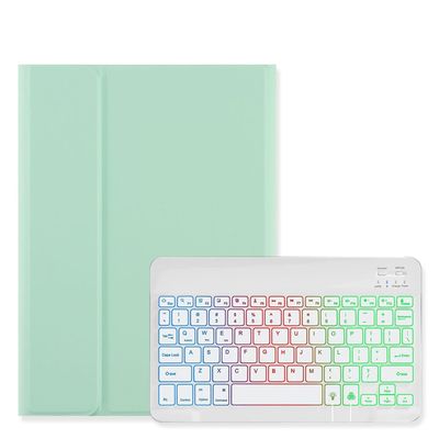 Disonbeir Backlit Keyboard Case for Galaxy Tab S10 Lite/ S10 FE/ S9 FE 10.9", Tab S9/S8/S7 11" Case with RGB Colorful Backlight Detachable Keyboard Cute Candy Color,MintGreen+White
