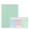 Disonbeir Backlit Keyboard Case for Galaxy Tab S10 Lite/ S10 FE/ S9 FE 10.9", Tab S9/S8/S7 11" Case with RGB Colorful Backlight Detachable Keyboard Cute Candy Color,MintGreen+White view 1