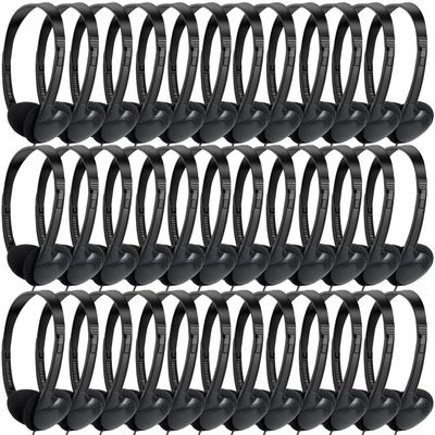 MKDTNJT Bulk Headphones 100 Packs for Kids School Classroom,Wholesale Class Set Headphones for Students Children Teens Boys Girls and Adult (HTC002,Black)