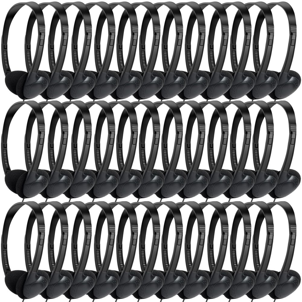 MKDTNJT Bulk Headphones 100 Packs for Kids School Classroom,Wholesale Class Set Headphones for Students Children Teens Boys Girls and Adult (HTC002,Black)