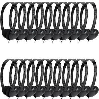 MKDTNJT Classroom Headphones Bulk 25 Pack for Kids School Students,Wholesale Wired Durable Earphones for Children Toddler Boys Girls Teens Adult(HTC002,Black)