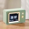 Compact BT Speaker with Dynamic Scene Lyrics Desktop Clock Calendar Projection Screen Speaker for Daily and Party, Retro Green Desk Clock Speaker view 2