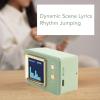 Compact BT Speaker with Dynamic Scene Lyrics Desktop Clock Calendar Projection Screen Speaker for Daily and Party, Retro Green Desk Clock Speaker view 3