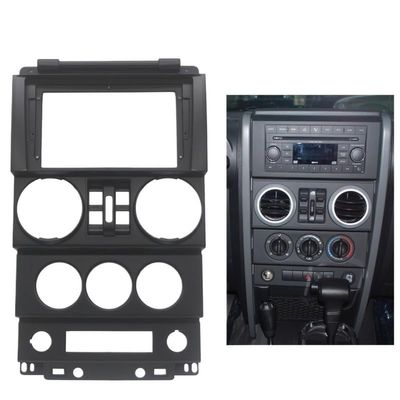 OLKUTIVQ 9 Inch Car Radio Fascia Compatible for Wrangler Rubicon 2008 2009 2010 Video Panel Player Audio Dash 2 Din Frame Dashboard Mount Kit(4WD,Fascia)