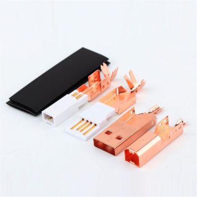LEOSP Brass Gold/Rose Plated USB Connector USB A+USB B Type A-B Plug for DIY USB Cable(Red)