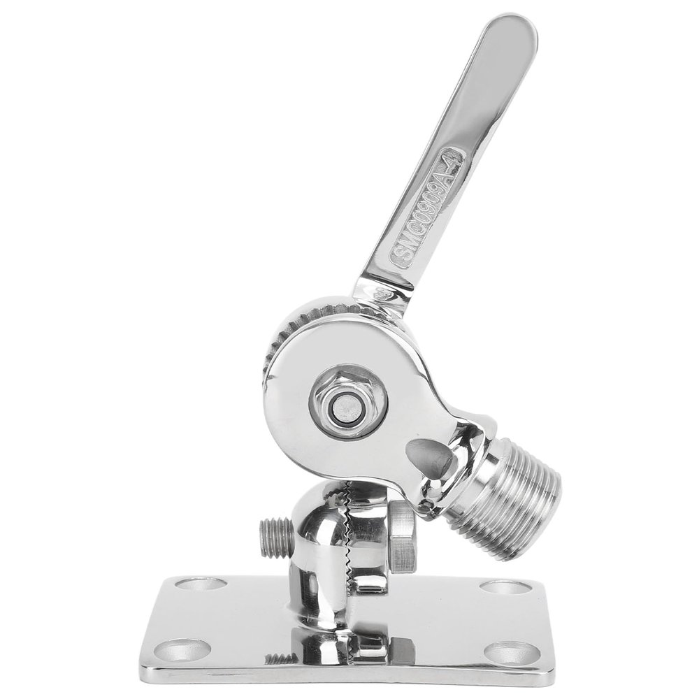 Marine VHF Antenna Mounts, Adjustable Base Mounts Ratchet, Adjustable Base VHF Antenna Mount, 3.7 x 2.5 Inch, Dual Ratchet, 316 Stainless Steel, for Boat Yacht Marine