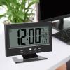 aqxreight Electric Clock, Alarm Clock with Sound Sensor Light, LCD Display with Calendar and Temperature, Easy Desk or Table Placement, 24-Hour Format, Support Bracket, Silver (Black) view 2