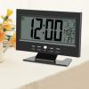 aqxreight Electric Clock, Alarm Clock with Sound Sensor Light, LCD Display with Calendar and Temperature, Easy Desk or Table Placement, 24-Hour Format, Support Bracket, Silver (Black) view 3