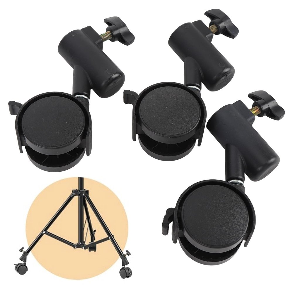 3 Packs Professional Swivel Caster Wheels Set, 16MM Nonslip 360 Rotation Photography Light Stand C Stand Rolling Wheels Kit with Brake for Studio Video Shooting