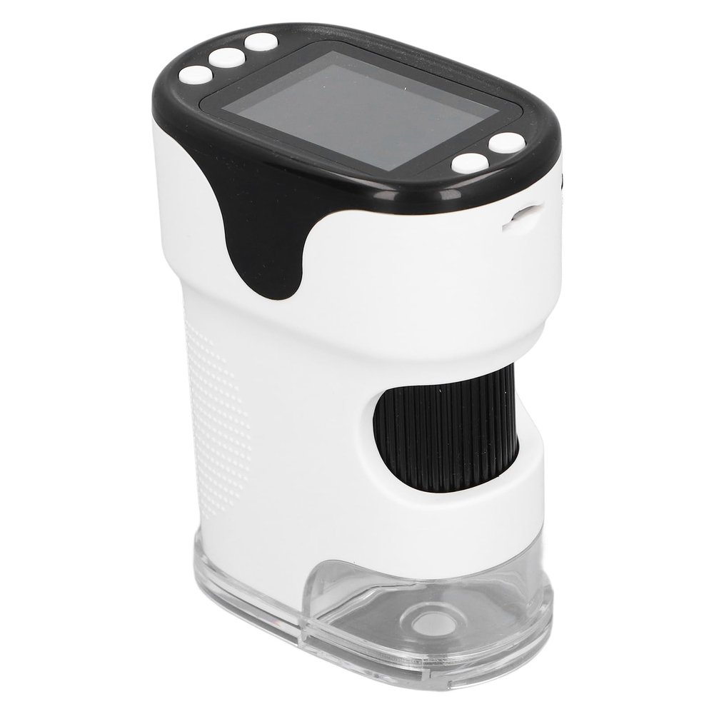 1000X Handheld Microscope Color Screen FHD 10MP Photo Video Capture Fill Light 6 Sample Slides Kids Portable Digital Microscope (White)