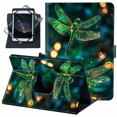 ACWDMKH for Universal 10 10.1 Inch Android Tablet Case 360 Degree Rotating Leather Stand Folio Cover for iPad 9.7/10.2/10.5/Galaxy Tab 9-10.5"/Fire HD10 & More 9.0-10.5 Inch Tablet,Glitter Dragonfly