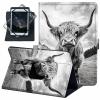 ACWDMKH for Universal 10 10.1 Inch Android Tablet Case 360 Degree Rotating Leather Stand Folio Cover for iPad 9.7/10.2/10.5/Galaxy Tab 9-10.5"/Fire HD10 & More 9.0-10.5 Inch Tablet,Black Cute Cow view 1