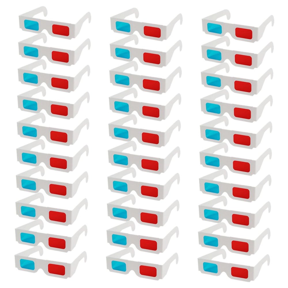 jojofuny 30pcs Anaglyph Cardboard Glasses for Movies and Games Lightweight Frames Travel and Publications Viewing
