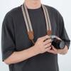 Padwa Lifestyle Stripe Camera Strap - 1.5" Double Layer Crazy Horse Cowhide Ends Camera Straps for Photographers,Universal Adjustable Pure Cotton Woven Neck Shoulder Strap for Cameras and Binoculars view 2